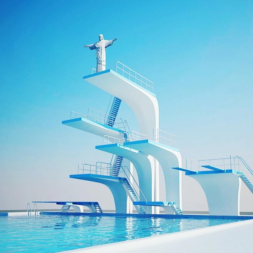 Christ the Redeemer on a diving platform